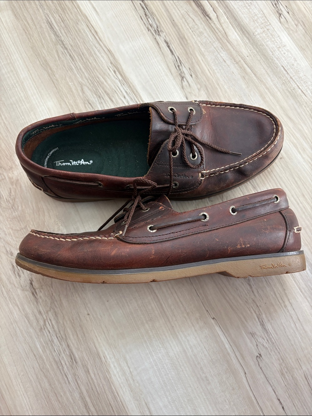 Thom McAn Men's Chocolate Brown Leather Boat shoes